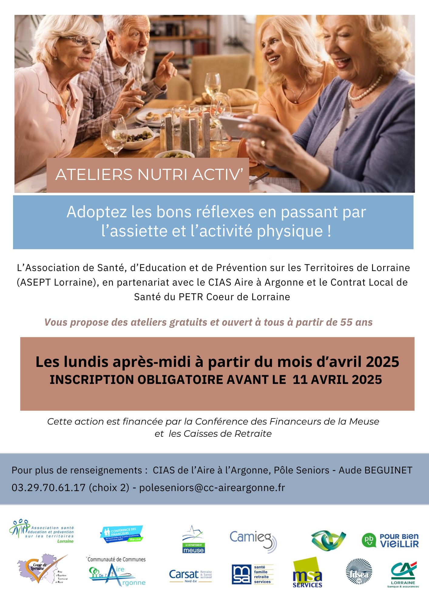 Affiche ateliers nutri activ Aire à Argonne 2025